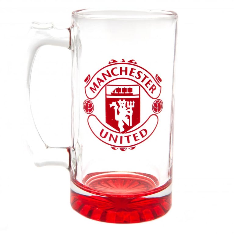 Manchester United FC Glass Stein Tankard - Official Crest Design