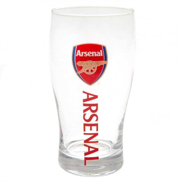 Arsenal FC Tulip Pint Glass - Official Club Crest and Red Text Design