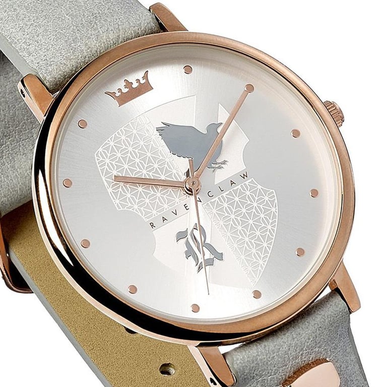 Harry Potter Ravenclaw Ladies Rose Gold Watch with Grey Leather Strap