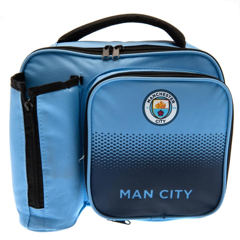 Manchester City FC Fade Lunch Bag - Polyester Design with Club Crest and Multiple Compartments