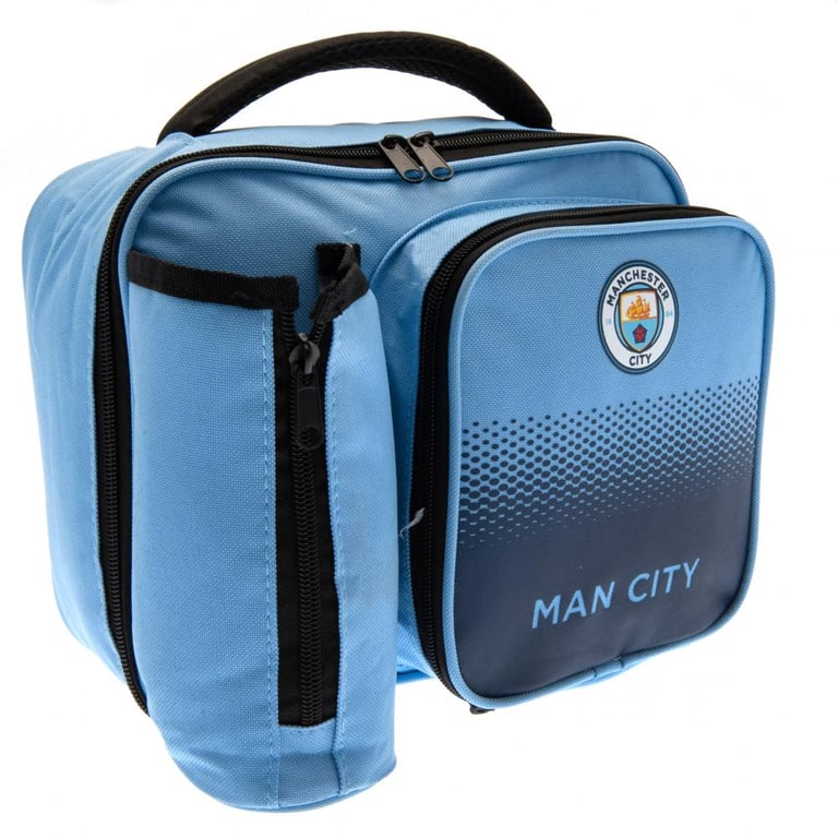 Manchester City FC Fade Lunch Bag - Polyester Design with Club Crest and Multiple Compartments