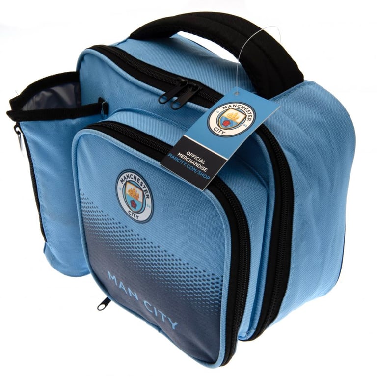 Manchester City FC Fade Lunch Bag - Polyester Design with Club Crest and Multiple Compartments