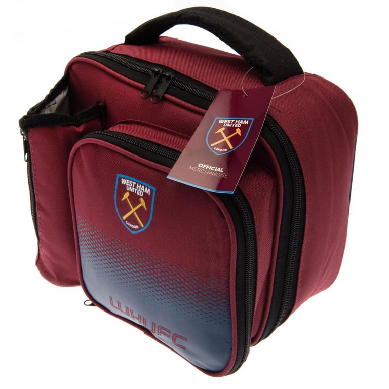 West Ham United FC Fade Lunch Bag - Insulated Carry Bag with Club Crest and Zipped Pockets