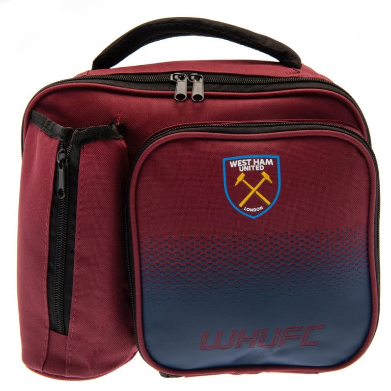West Ham United FC Fade Lunch Bag - Insulated Carry Bag with Club Crest and Zipped Pockets