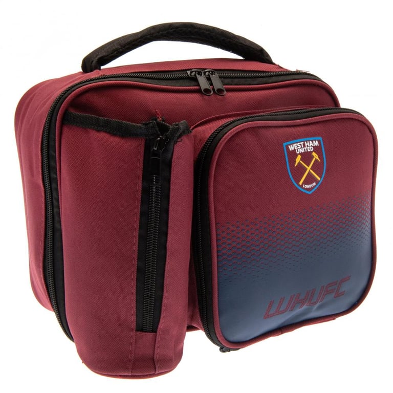 West Ham United FC Fade Lunch Bag - Insulated Carry Bag with Club Crest and Zipped Pockets