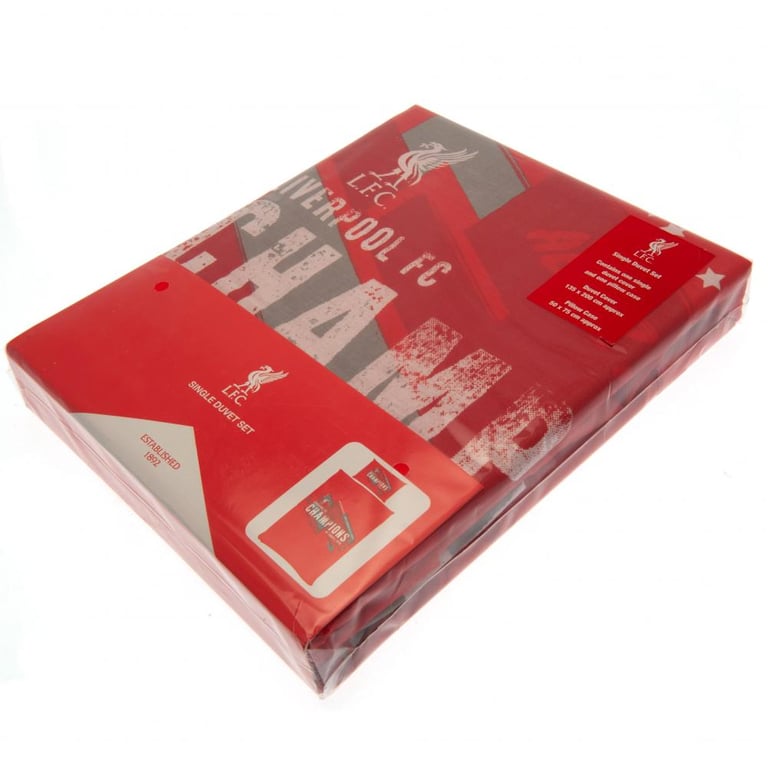 Liverpool FC Champions of Europe Single Duvet Set - Polyester Cotton Blend, Machine Washable, 2019 Design