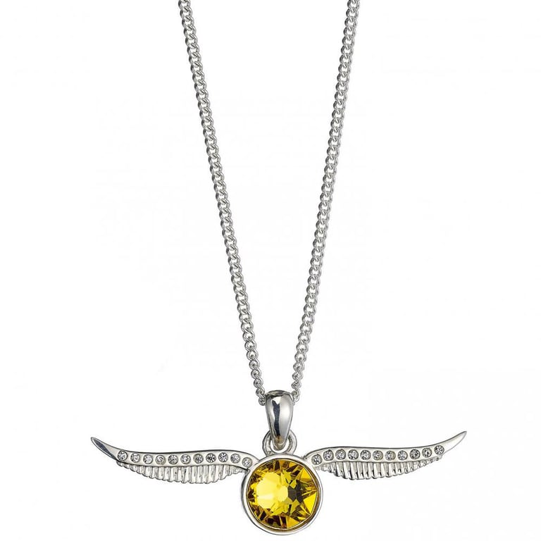 Harry Potter Golden Snitch Sterling Silver Crystal Quidditch Necklace