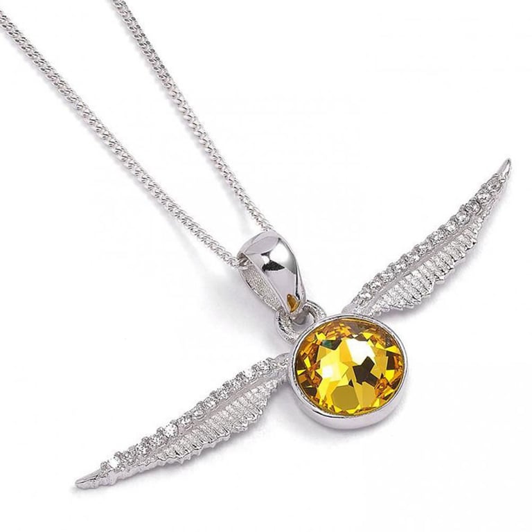 Harry Potter Golden Snitch Sterling Silver Crystal Quidditch Necklace
