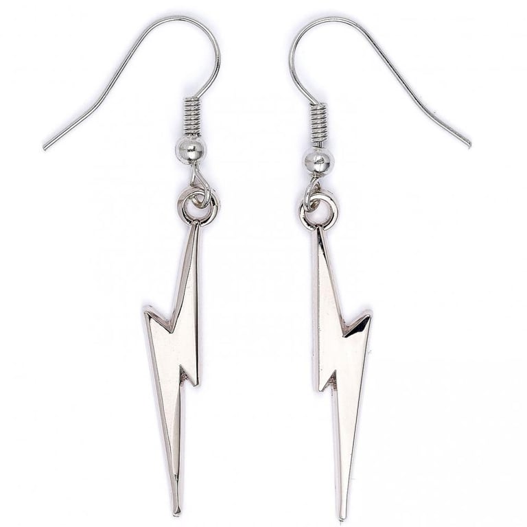 Harry Potter Lightning Bolt Silver Plated Earrings - Detailed Scar Design Jewelry