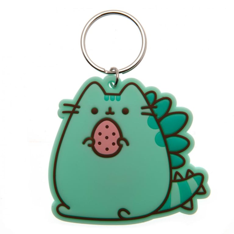 Pusheenosaurus PVC Keyring - Colorful, Detailed Keychain with Chain and Split Ring