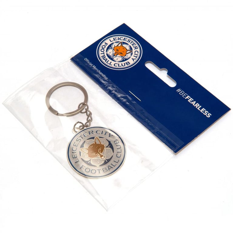 Leicester City FC Metal Crest Keyring - Official Enamel Infill Football Team Keychain with BEFEARLESS Text