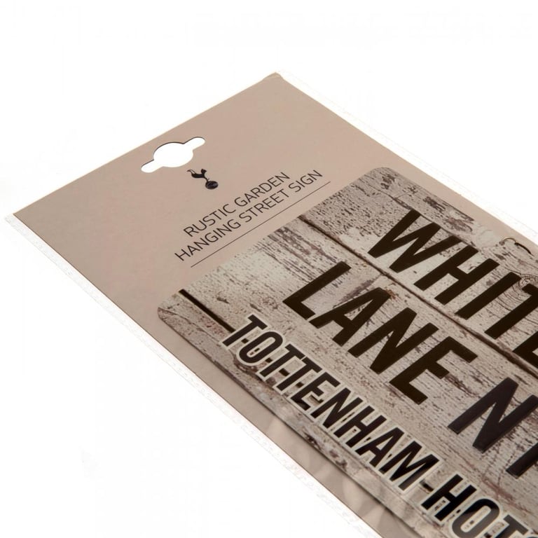 Tottenham Hotspur FC Rustic Metal Garden Sign with Club Crest and Wood Panel Effect Background