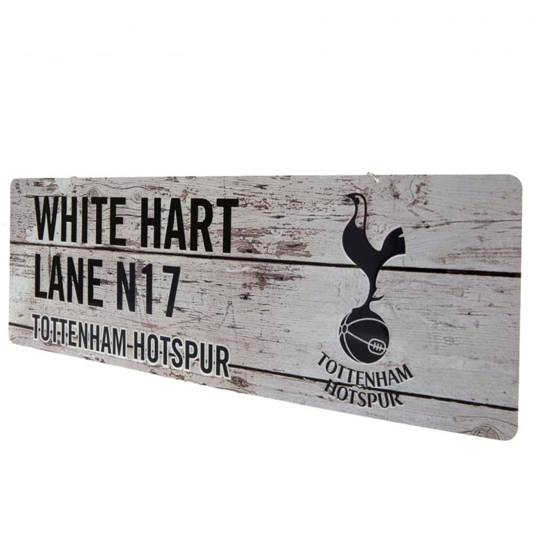 Tottenham Hotspur FC Rustic Metal Garden Sign with Club Crest and Wood Panel Effect Background
