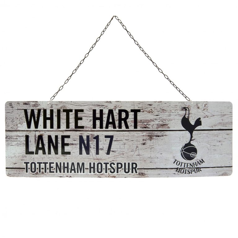 Tottenham Hotspur FC Rustic Metal Garden Sign with Club Crest and Wood Panel Effect Background