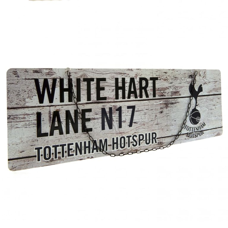 Tottenham Hotspur FC Rustic Metal Garden Sign with Club Crest and Wood Panel Effect Background