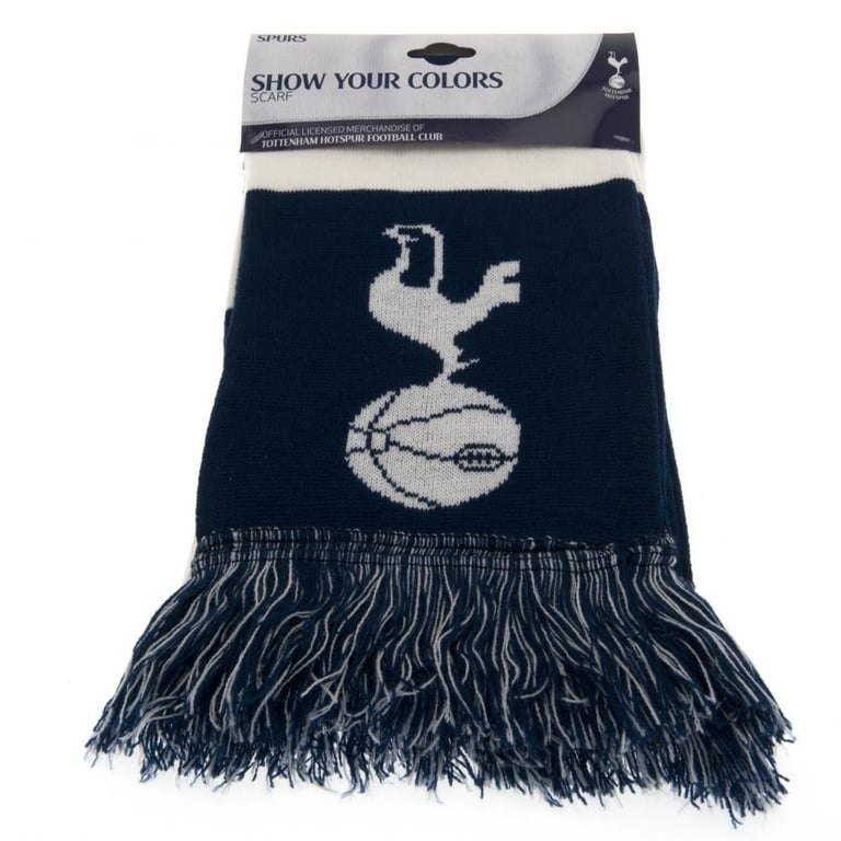 Tottenham Hotspur FC Navy Blue and White Bar Stripe Jacquard Knit Scarf