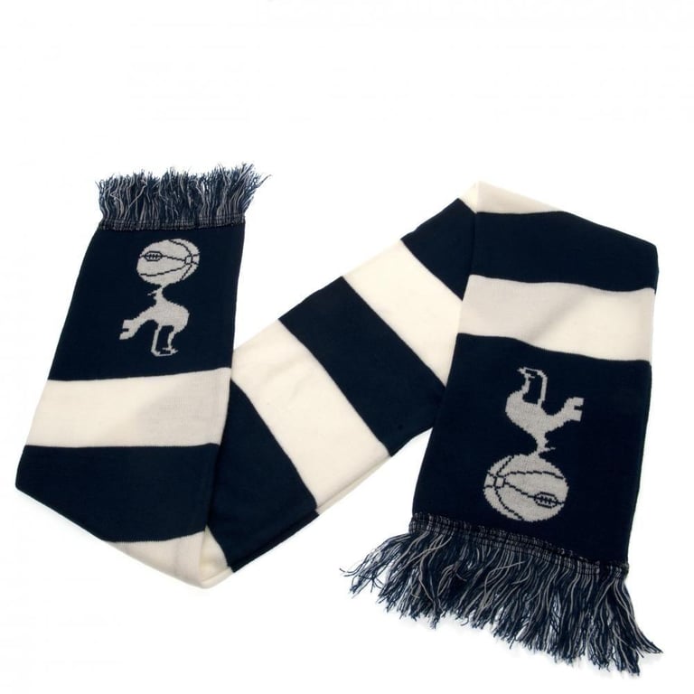 Tottenham Hotspur FC Navy Blue and White Bar Stripe Jacquard Knit Scarf