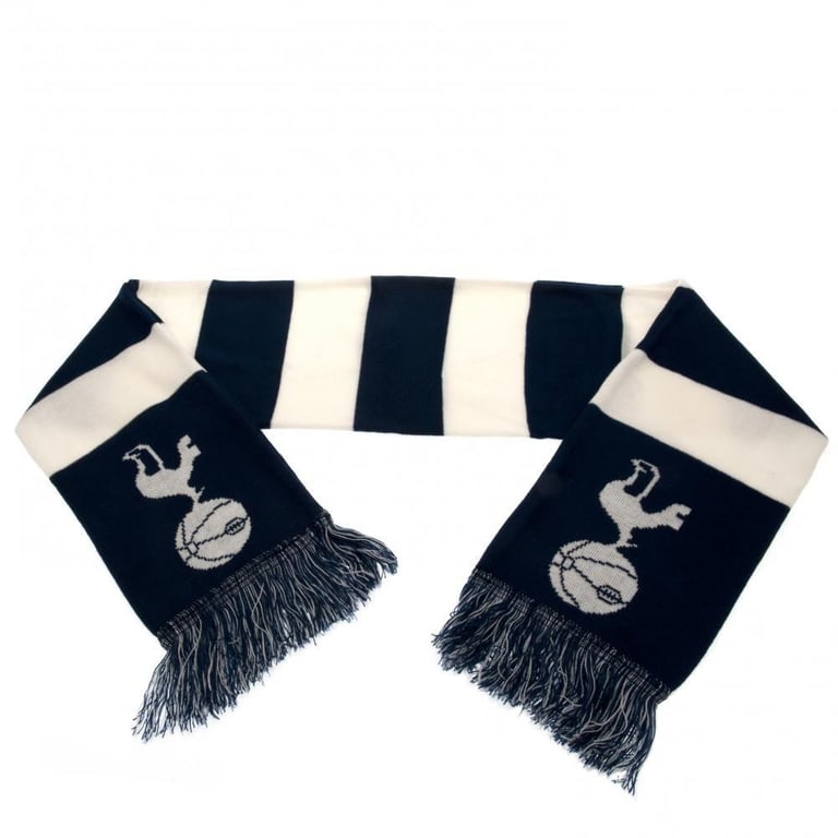 Tottenham Hotspur FC Navy Blue and White Bar Stripe Jacquard Knit Scarf