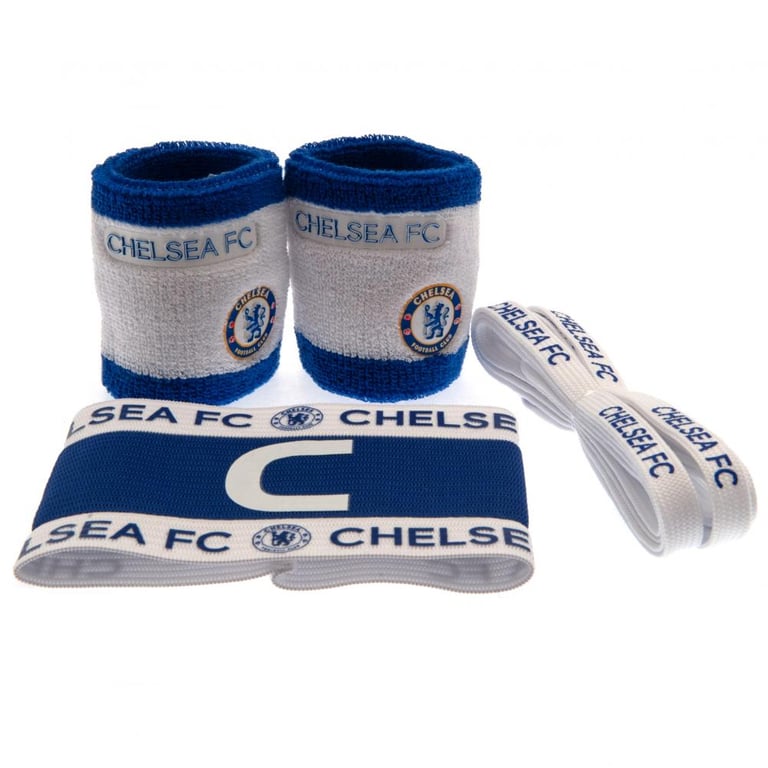 Chelsea FC Official Team Color Accessories Set - Wristbands, Arm Band & Boot Laces