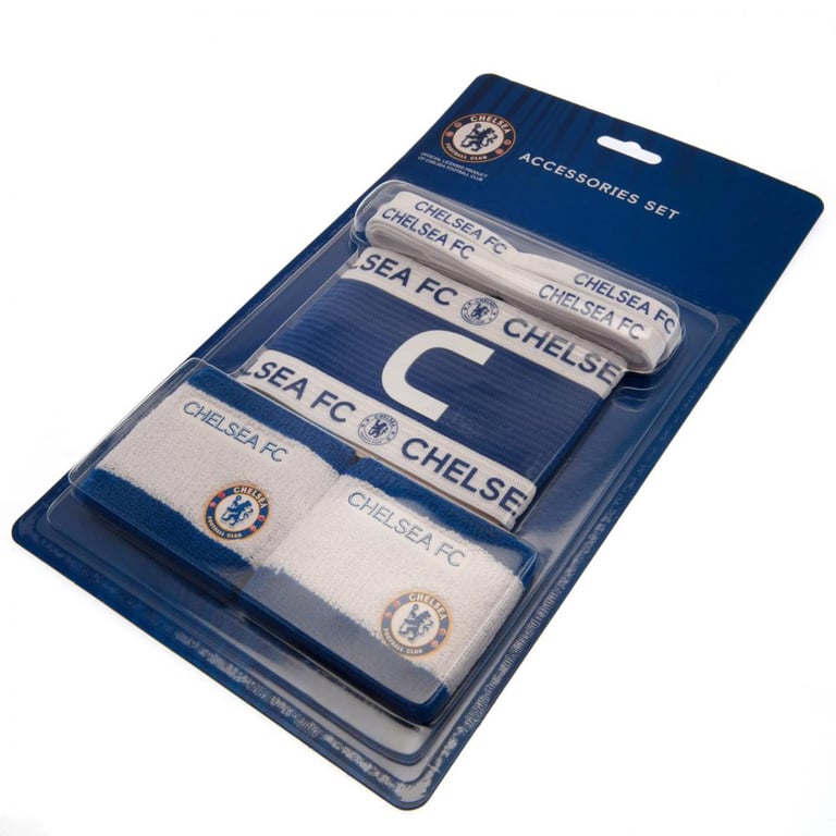 Chelsea FC Official Team Color Accessories Set - Wristbands, Arm Band & Boot Laces