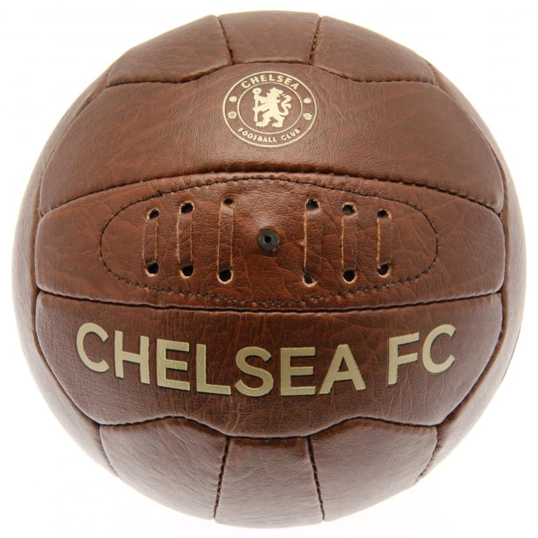 Chelsea FC Faux Leather 18 Panel Retro Style Football with Gold Debossed Crest and Stitching