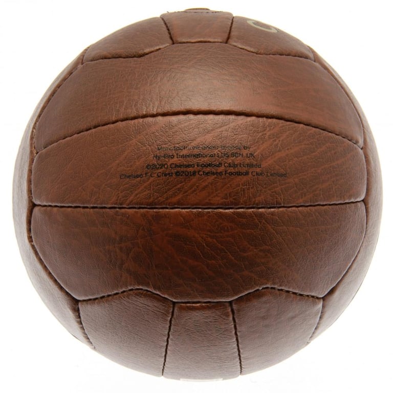 Chelsea FC Faux Leather 18 Panel Retro Style Football with Gold Debossed Crest and Stitching