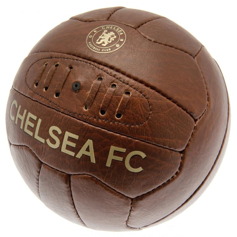Chelsea FC Faux Leather 18 Panel Retro Style Football with Gold Debossed Crest and Stitching