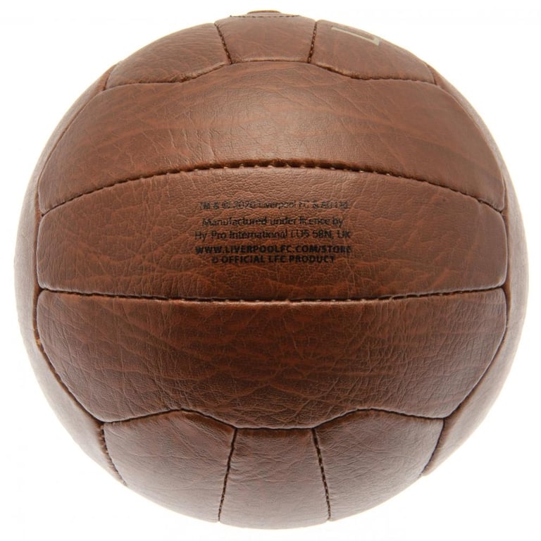 Liverpool FC Faux Leather 18 Panel Retro Football with Gold Debossed Print and Stitched Design
