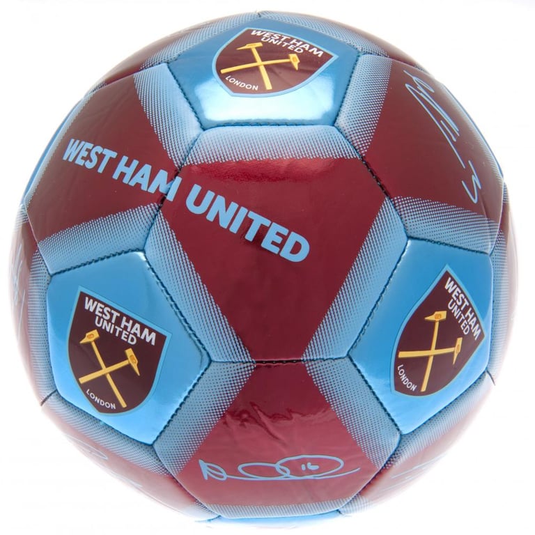 West Ham United FC 32 Panel Metallic Finish Football with Hammers Crest and Player Signature Prints