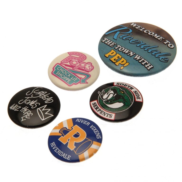 Riverdale Button Badge Set - School Bag Accessories with Safety Pin Fixing and Eye-Catching Designs