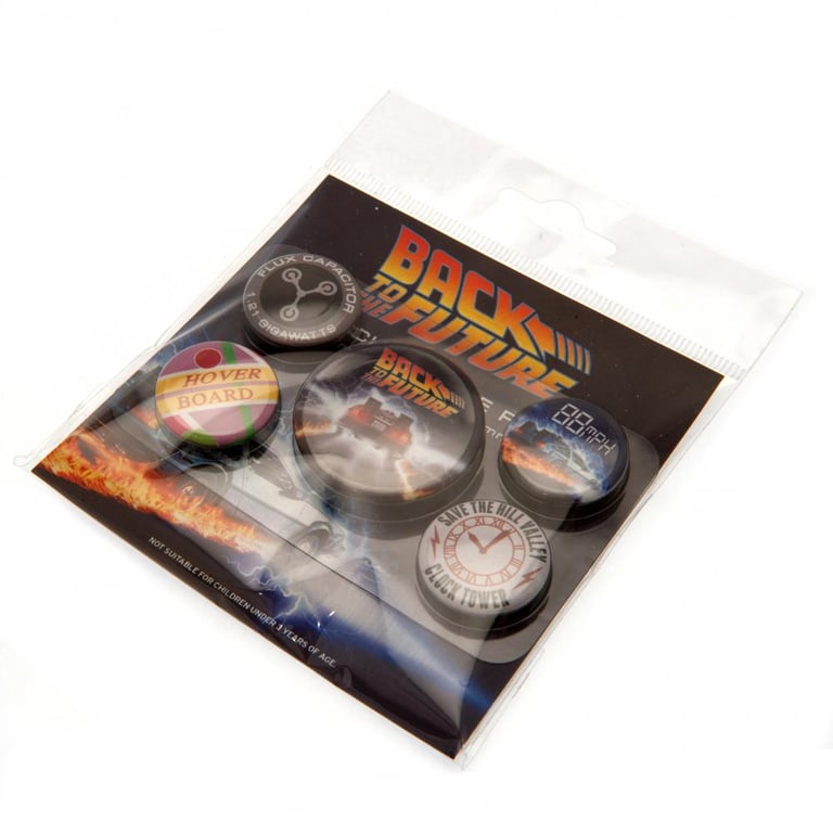 Back to the Future Button Badge Set - Retro Slogan Badges for School Bags and Clothing Accessory