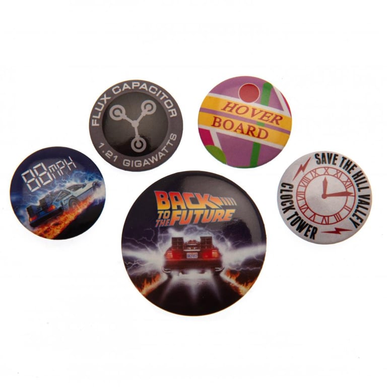 Back to the Future Button Badge Set - Retro Slogan Badges for School Bags and Clothing Accessory