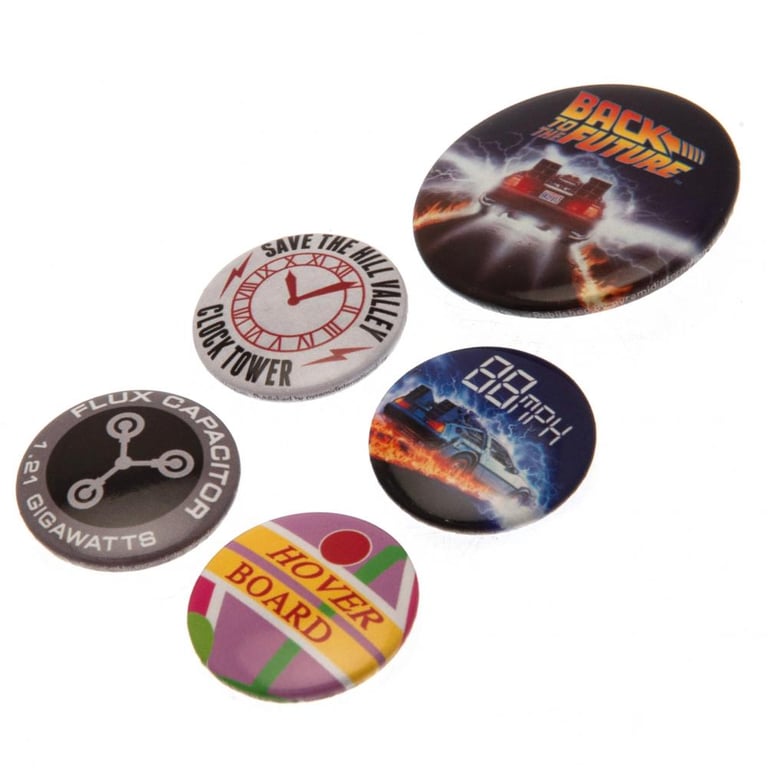 Back to the Future Button Badge Set - Retro Slogan Badges for School Bags and Clothing Accessory
