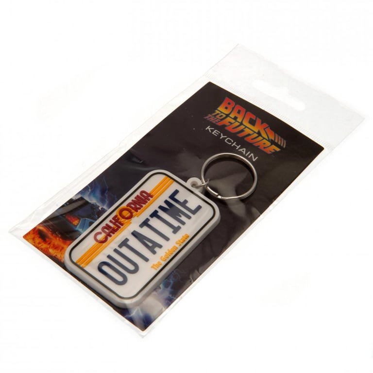 Back to the Future License Plate PVC Keyring - Durable, Colorful Retro Car Accessory Keychain Holder