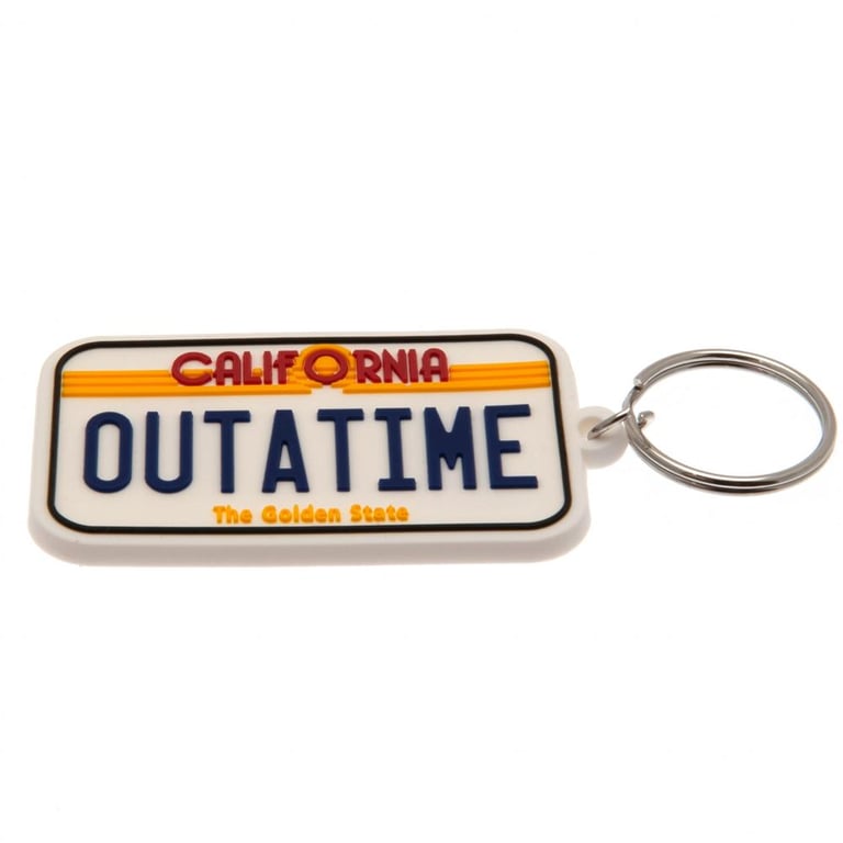 Back to the Future License Plate PVC Keyring - Durable, Colorful Retro Car Accessory Keychain Holder