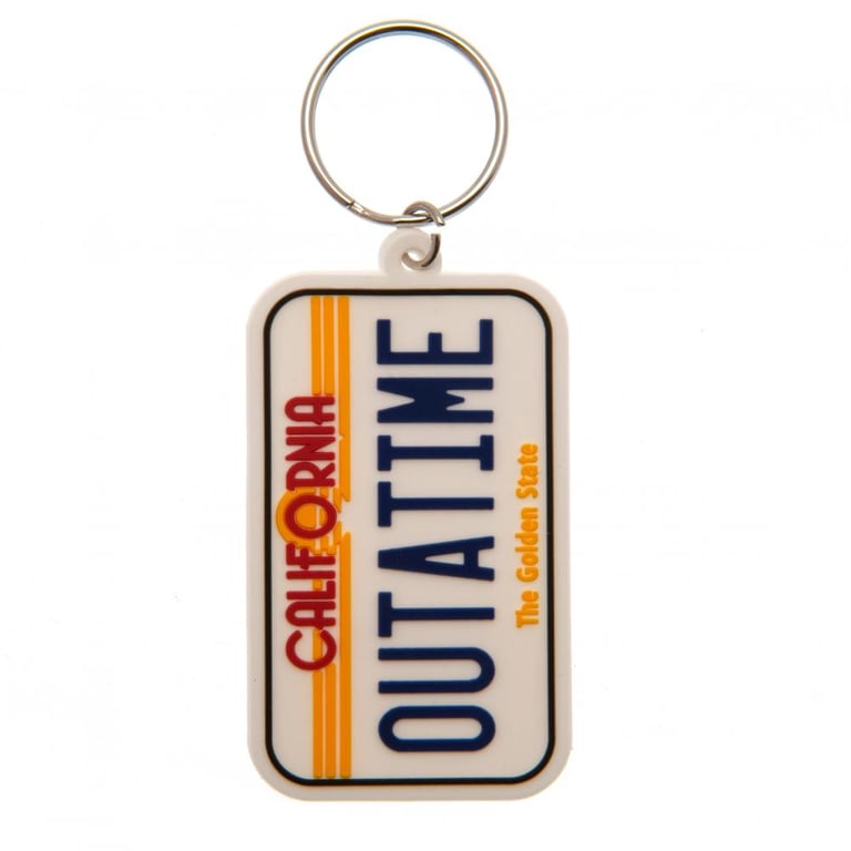 Back to the Future License Plate PVC Keyring - Durable, Colorful Retro Car Accessory Keychain Holder