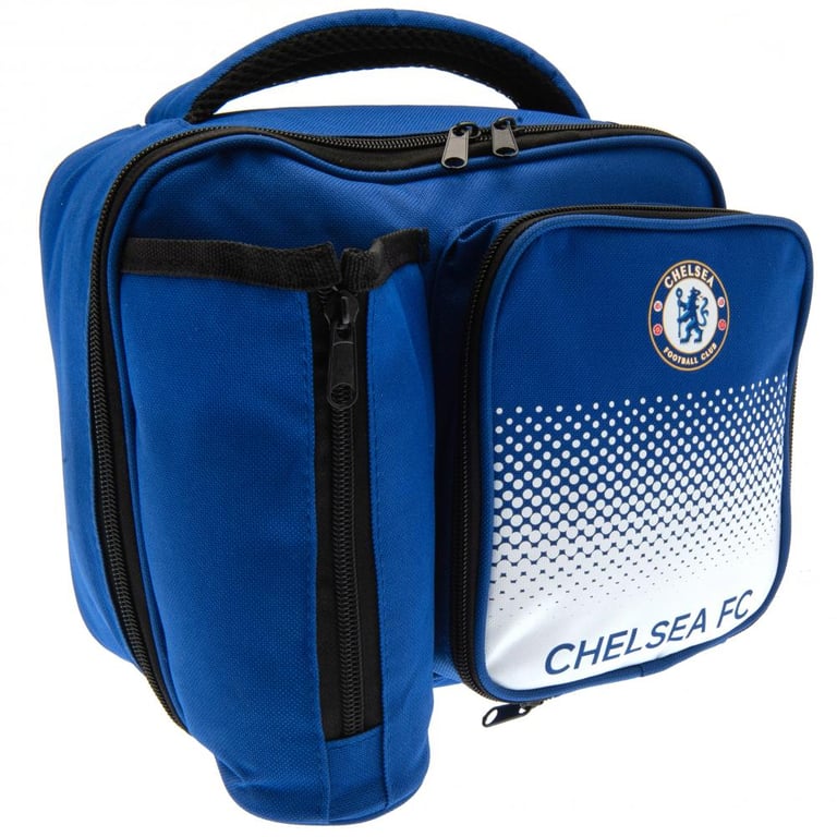 Chelsea FC Fade Design Polyester Lunch Bag - Dual Zipped Opening & Bottle Holder