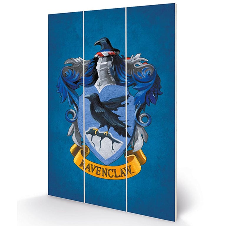 Harry Potter Ravenclaw Wood Print - Blue Background House Crest Artwork