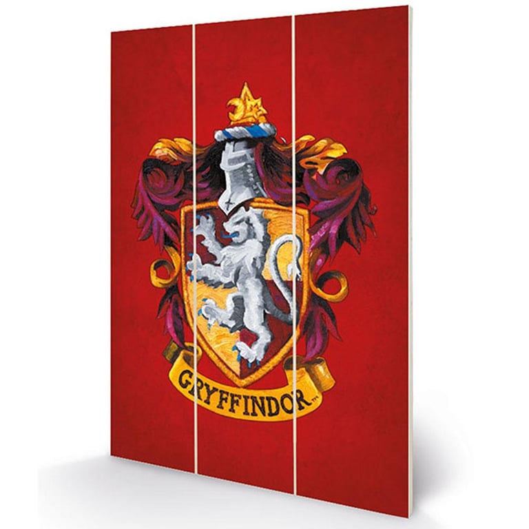 Gryffindor House Wood Print - Quality Artwork on Red Background, Ready to Hang