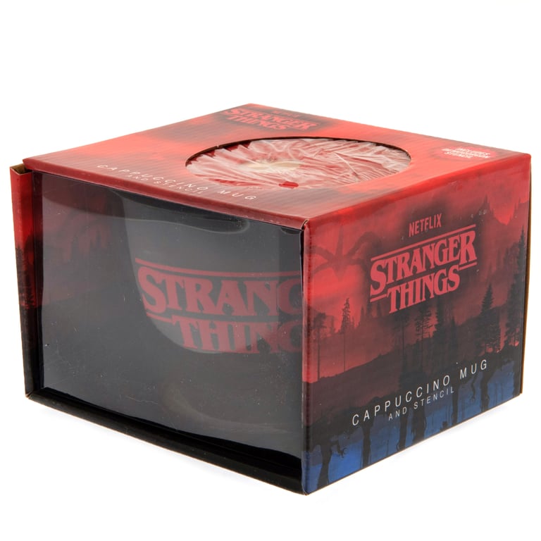Stranger Things Ceramic Cappuccino Mug with Demogorgon Stencil Set