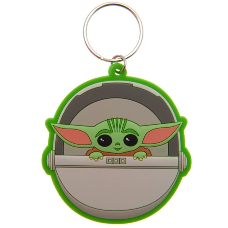 Star Wars Mandalorian Grogu PVC Keyring with Chain and Split Ring - Collectible Keychain