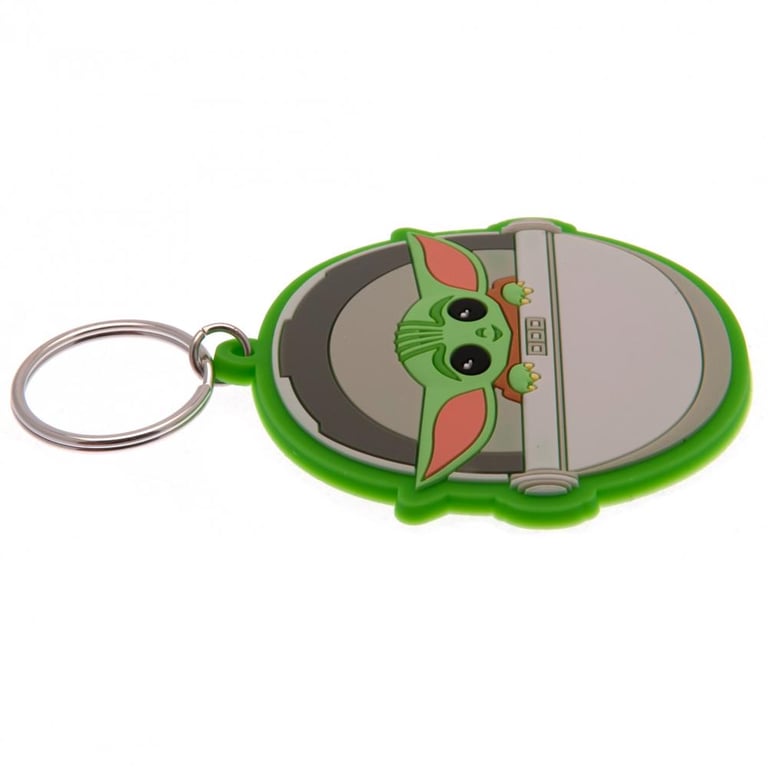 Star Wars Mandalorian Grogu PVC Keyring with Chain and Split Ring - Collectible Keychain