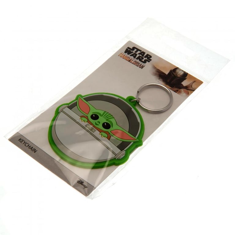 Star Wars Mandalorian Grogu PVC Keyring with Chain and Split Ring - Collectible Keychain