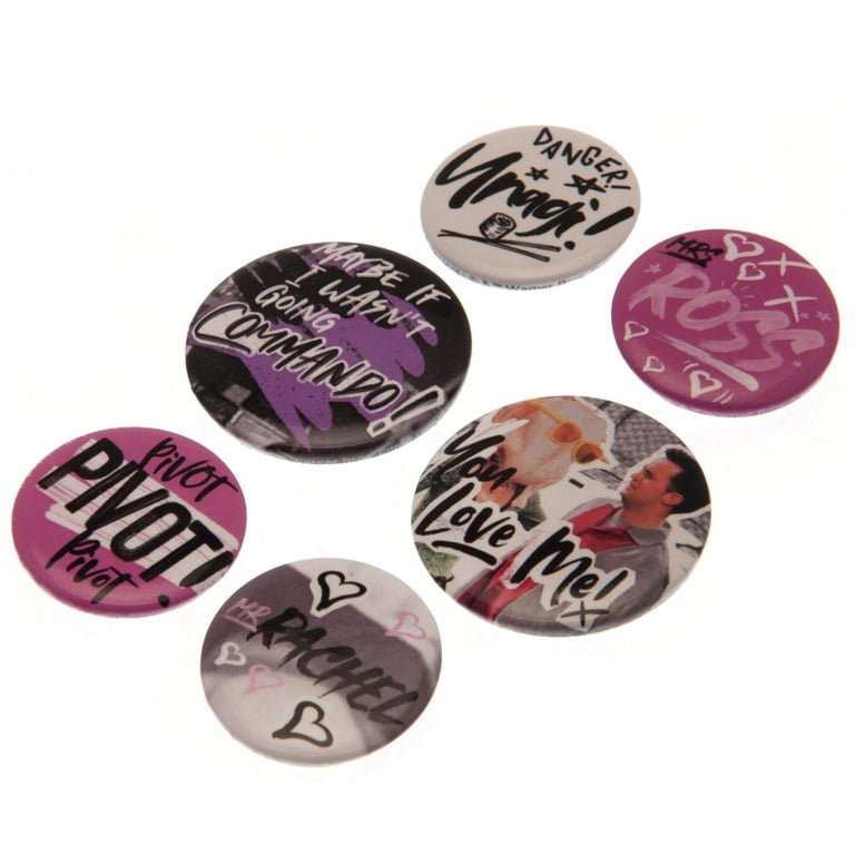 Friends Doodle Badge Set - Ideal School Bag Accessories with Safety Pin Fixing