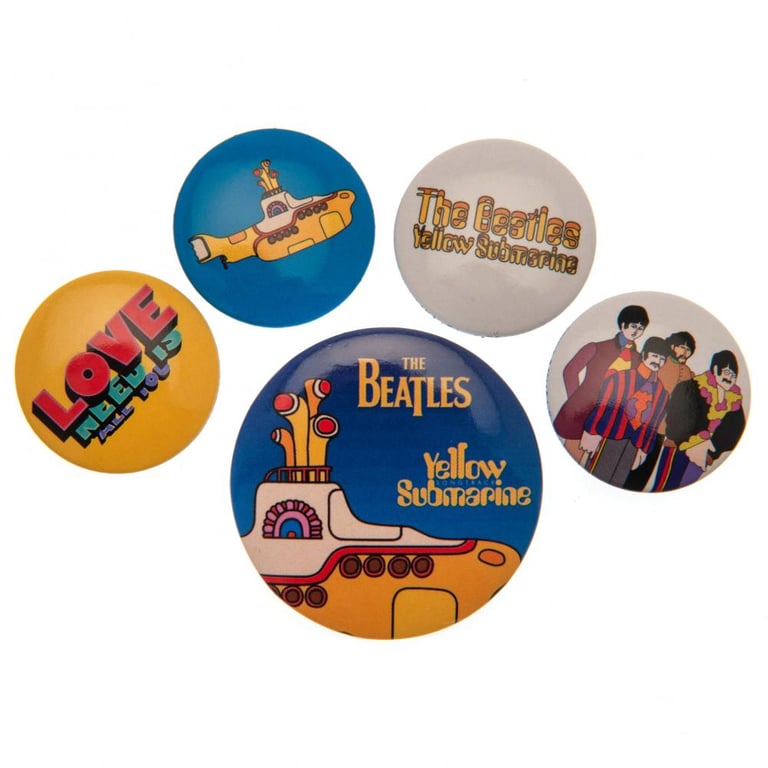 Beatles Yellow Submarine Button Badge Set - Retro School Bag Accessory & Clothing Decoration