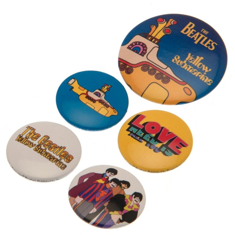 Beatles Yellow Submarine Button Badge Set - Retro School Bag Accessory & Clothing Decoration