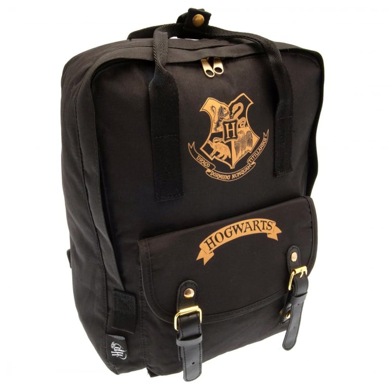 Harry Potter Hogwarts Crest Premium Black Backpack with Magnetic Buckle and Laptop Pocket