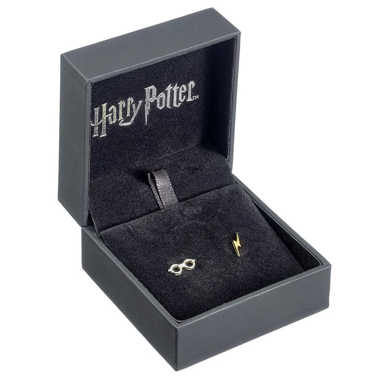 Harry Potter Sterling Silver Earrings - Detailed Lightning Bolt & Glasses Design