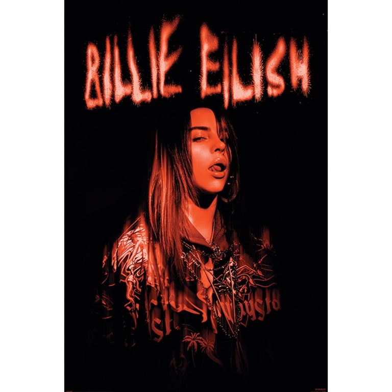 Billie Eilish Red Tinted Rolled Poster - High Resolution Artwork on Gloss Paper