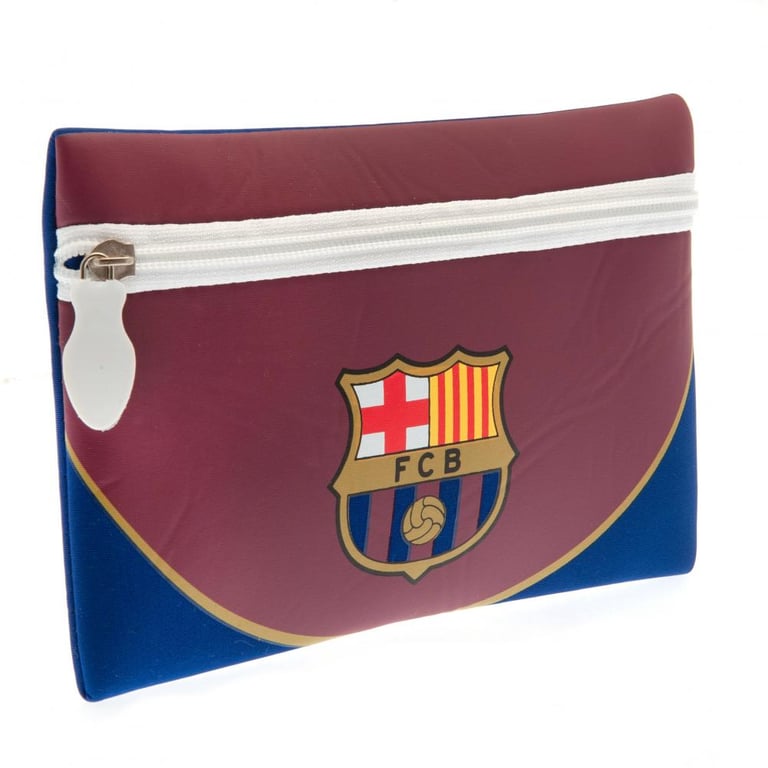 FC Barcelona Neoprene Pencil Case with Barca Crest Design and Rubber Zip Pull